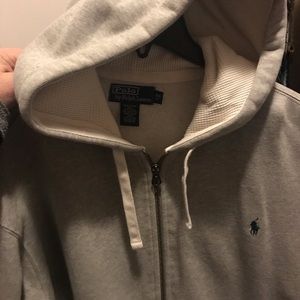 Polo Ralph Lauren full zip grey hoodie.